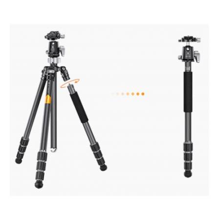 K&F Concept KF4528 - zestaw foto, statyw X254C4 Carbon + głowica kulowa BH-30 - funkcja monopodu